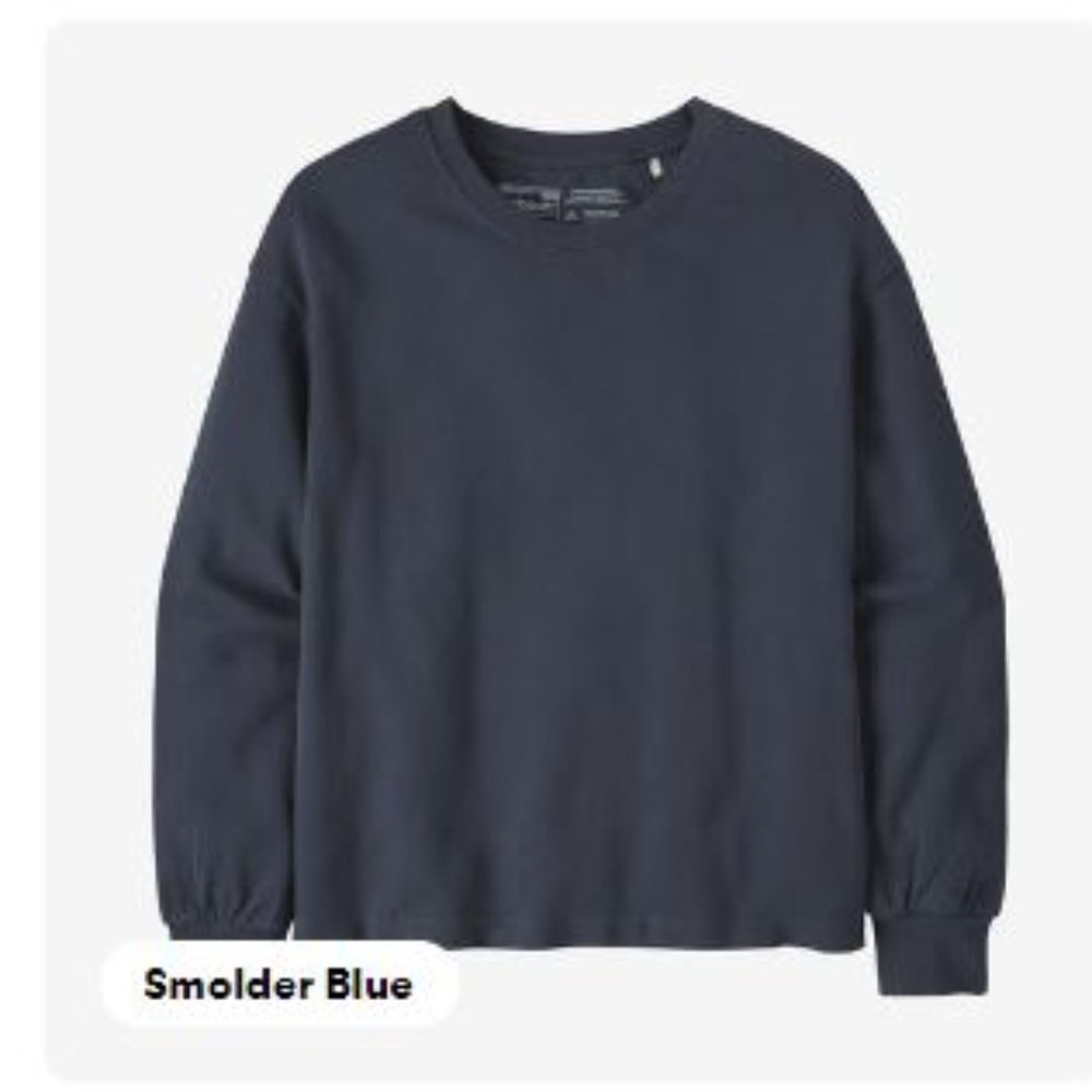 Patagonia Regenerative Organic Cotton Essential Pullover Large Smolder Blue